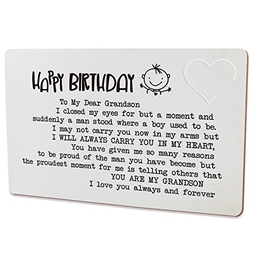 THRXOBN Happy Birthday Anniversary Card Gifts for Him, Grandson, Anniversary Cards Gift for Men, Romantic Engraved Metal Wallet Insert, Thank You Gifts for Grandson von THRXOBN