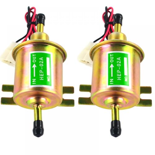 THgfdZX Universal 12V Niederdruck Elektrische Kraftstoff Pumpe HEP-02A Kompatibel mit Diesel Benzin Kompatibel mit Auto Vergaser Motorrad ATV(2PC Gold) von THgfdZX