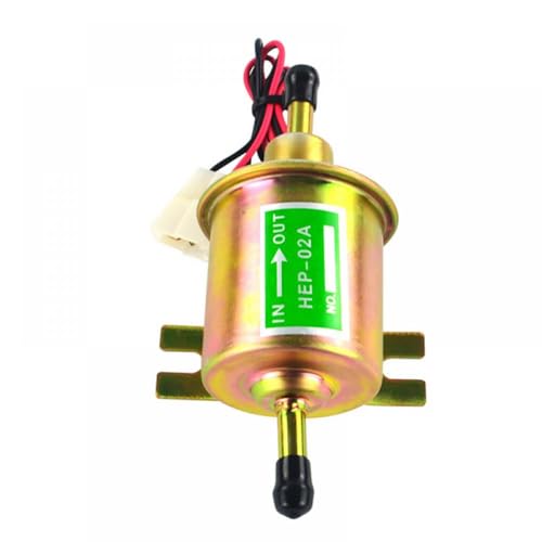 THgfdZX Universal 12V Niederdruck Elektrische Kraftstoff Pumpe HEP-02A Kompatibel mit Diesel Benzin Kompatibel mit Auto Vergaser Motorrad ATV(Gold) von THgfdZX