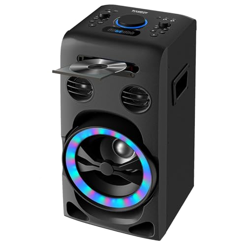 Party-Lautsprecher Soundsystem Stereoanlage Kompaktanlage Soundbox mit CD-Player, Bluetooth, UKW-Radio, USB/AUX-Eingang, 2 x Karaoke mic Porta von TIAMBOY