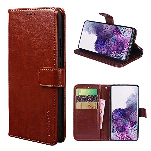 Hülle für Samsung Galaxy A12/F12/M12 Schutzhülle lederhülle Leder Handy Hüllen, Flip Case Handytasche Tasche Handyhülle für Samsung Galaxy A12/F12/M12, Braun von TIANCI