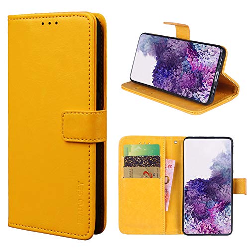 Hülle für Samsung Galaxy A12/F12/M12 Schutzhülle lederhülle Leder Handy Hüllen, Flip Case Handytasche Tasche Handyhülle für Samsung Galaxy A12/F12/M12, Gelb von TIANCI