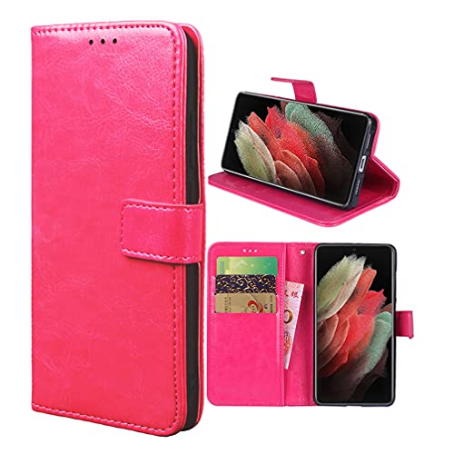 Hülle für Samsung Galaxy A52s 5G/A52 5G Schutzhülle lederhülle Leder Handy Hüllen, Flip Case Handytasche Tasche Handyhülle für Samsung Galaxy A52s 5G/A52 5G, Rose rot von TIANCI