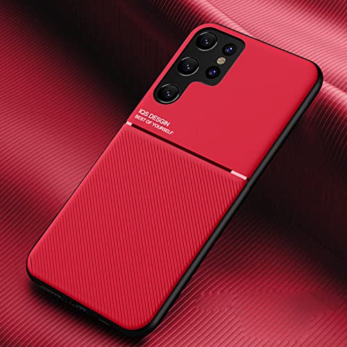 Hülle für Samsung Galaxy S22 Ultra, Textur rutschfest und Stoßfest Schutzhülle, [Hautfreundliches PU-Leder] [Ultradünnes TPU] Handyhülle für Samsung Galaxy S22 Ultra-Rot von TIANCI
