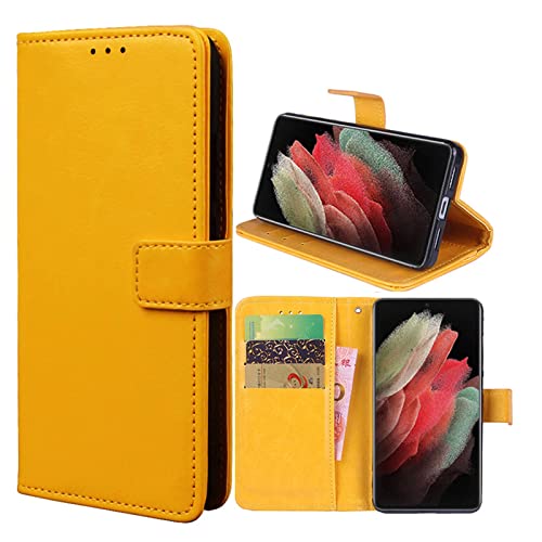 Hülle für Xiaomi Redmi Note 11S/Note 11 Schutzhülle lederhülle Leder Handy Hüllen, Flip Case Handytasche Tasche Handyhülle für Xiaomi Redmi Note 11S/Note 11, Gelb von TIANCI