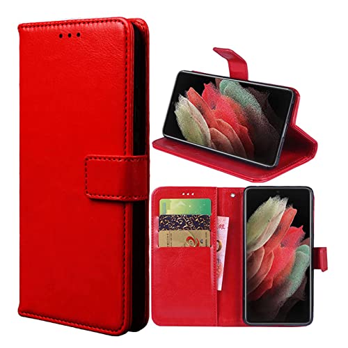 Hülle für Xiaomi Redmi Note 11S/Note 11 Schutzhülle lederhülle Leder Handy Hüllen, Flip Case Handytasche Tasche Handyhülle für Xiaomi Redmi Note 11S/Note 11, Rot von TIANCI