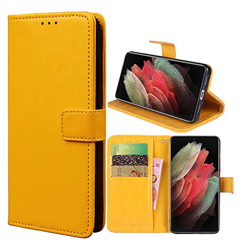 Hülle für iPhone 12 Schutzhülle lederhülle Leder Handy Hüllen, Flip Case Handytasche Tasche Handyhülle für iPhone 12, Gelb von TIANCI