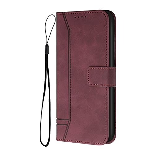 TIANCI Hülle für Honor 8X, Vintage Hochwertige PU-Leder Brieftasche Schutzhülle, [Handgelenk Band], Herzförmige Geprägte Handyhülle für Honor 8X Hülle-Rot von TIANCI