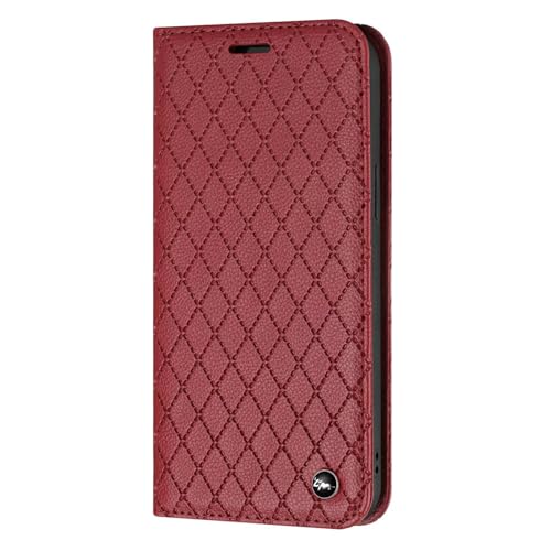 TIANCI Hülle für iPhone 16e, [Gitterförmiges PU-Leder] + [Feines Rundes Ornament] Brieftasche Schutzhülle, Handyhülle für iPhone 16e Hülle von TIANCI