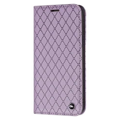 TIANCI Hülle für iPhone 16e, [Gitterförmiges PU-Leder] + [Feines Rundes Ornament] Brieftasche Schutzhülle, Handyhülle für iPhone 16e Hülle von TIANCI