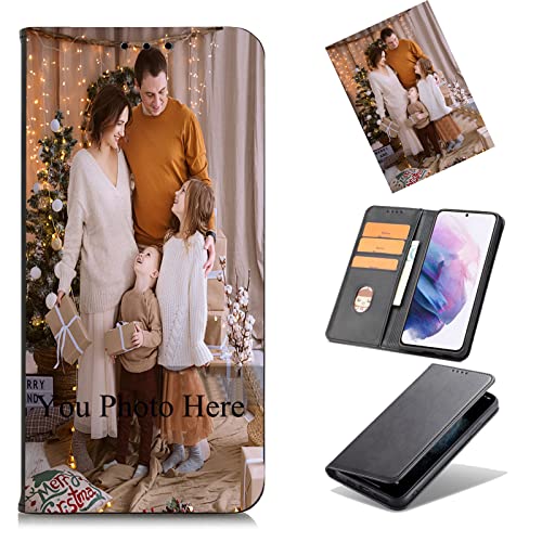 TIANDIMY Personalisierte Leder Handyhülle mit Foto für Samsung Galaxy A13 4G Hülle,Individuelle Text Bildern Foldable Flip Klapphüllen Wallet Case Schutzhülle für Galaxy A13 4G Phone Case Cover von TIANDIMY