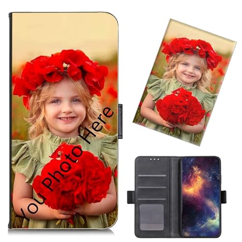 TIANDIMY Personalisierte Leder Handyhülle mit Foto für Samsung Galaxy A13 5G, Text Bildern Foldable Flip Hülle, Ihr Eigenes Bild Brauch Klappbar Wallet Schutzhülle für Galaxy A13 5G Case von TIANDIMY