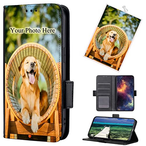 TIANDIMY Personalisierte Leder Handyhülle mit Foto für Samsung Galaxy S23 Ultra Hülle,Individuelle Text Bildern Foldable Flip Klapphüllen Wallet Case Schutzhülle für Galaxy S23 Ultra Phone Case Cover von TIANDIMY