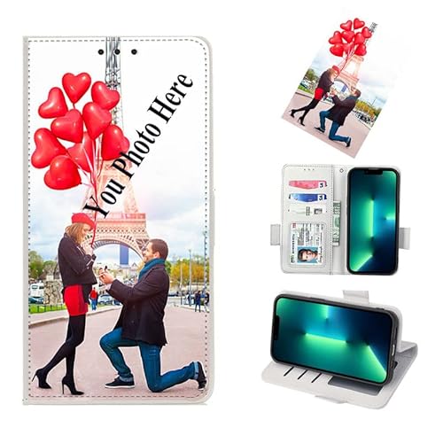 TIANDIMY Personalisierte Leder Handyhülle mit Foto für iPhone 12 Pro Max Hülle,Individuelle Text Bildern Foldable Flip Klapphüllen Wallet Case Schutzhülle für iPhone 12 Pro Max Phone Case Cover von TIANDIMY