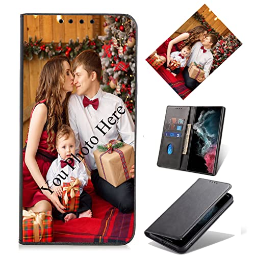 TIANDIMY Personalisierte Leder Handyhülle mit Foto für iPhone 13 Pro Hülle,Individuelle Text Bildern Foldable Flip Klapphüllen Wallet Case Schutzhülle für iPhone 13 Pro Phone Case Cover von TIANDIMY