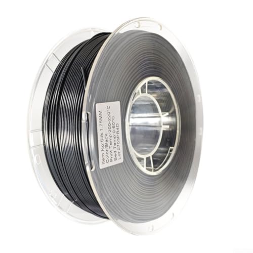 1 x 75 mm Seiden-Filament für die meisten FDM für 3D-Drucker, verfügt über eine glänzende Oberfläche und starke Haftung für komplexe Designs ohne Verstopfung (schwarz) von TIANHENGMart