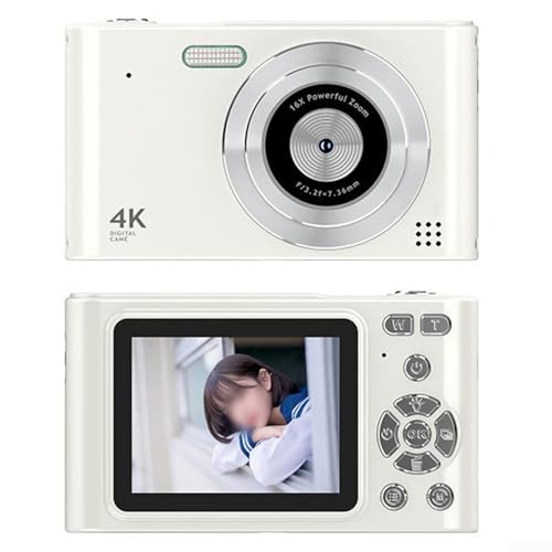 Enjoy Photography Kompakte wiederaufladbare Digitalkamera mit 16-fachem Zoom und 48 MP (weiß) von TIANHENGMart