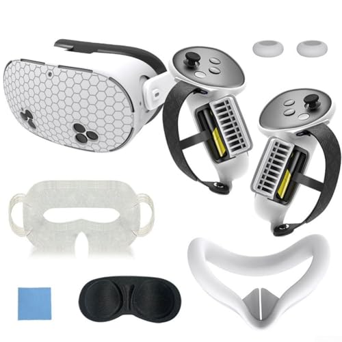 Für Meta Quest3S Silikon-Abdeckungs-Set, 7-teiliges Zubehör-Set mit Anti-Auslauf-Funktion für VR (schwarz) von TIANHENGMart