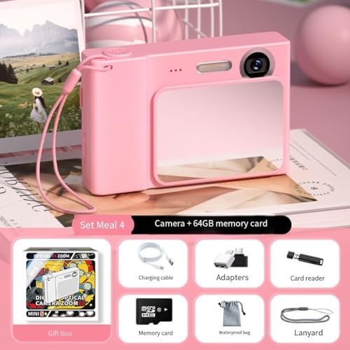 The Student Companion Kompakte 48MP Digitalkamera mit erweiterten Modi (Pink + 64G) von TIANHENGMart