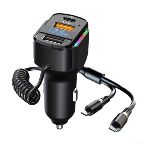 USB C Autoladegerät 3 Port Schnellladung PD3 0 mit für QC 3 0 und LED Digitalanzeige für mehrere Geräte von TIANHENGMart