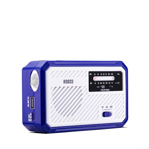 Zuverlässiges Handkurbelradio mit SOS-Signal und Taschenlampe für Outdoor-Abenteuer (Blau) von TIANHENGMart