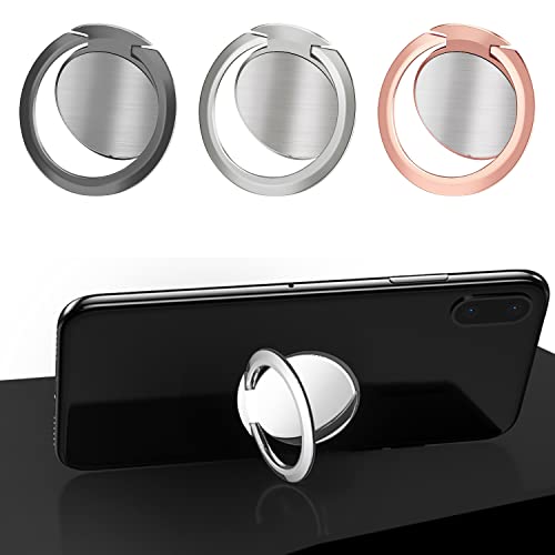 3 Stück Handy-Ringhalter, Smartphone-Halter, um 360 Grad drehbarer Ringhalter, fauler Halter, Handy-Zubehör, Unisex (Schwarz+Silber+Rose Gold) von TIANNAIT
