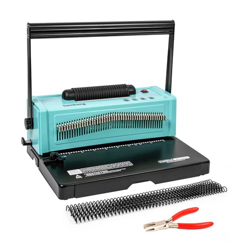 SAMHONG Spiralspulenbindemaschine – Elektrischer Spuleneinsatz & 20-Blatt-Stanzer (Buchstabe /A4/A5) | 46 vollständig entrastende Stanzformen | verstellbare Ränder | Binden bis zu 440 Blatt | Gratis von TIANSE