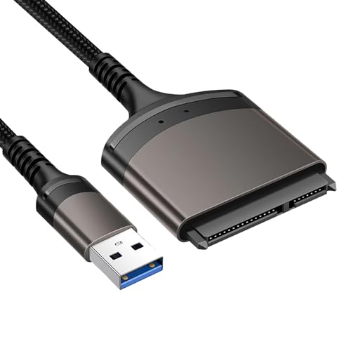 SATA-auf-USB-3.0-Kabel für 6,3 cm HDD SSD USB 3.0 auf 6,3 cm SATA III Festplattenadapter, Aluminiumgehäuse, Nylonkabel, unterstützt UASP externen Konverter für superschnelle SSD-HDD-Datenübertragung SATA-auf-USB-3.0-Kabel für 6,3 cm HDD SSD USB 3.0 auf 6,3 cm SATA III Festplattenadapter, Aluminiumgehäuse, Nylonkabel, unterstützt UASP externen Konverter für superschnelle SSD-HDD-Datenübertragung von TIANXUAN