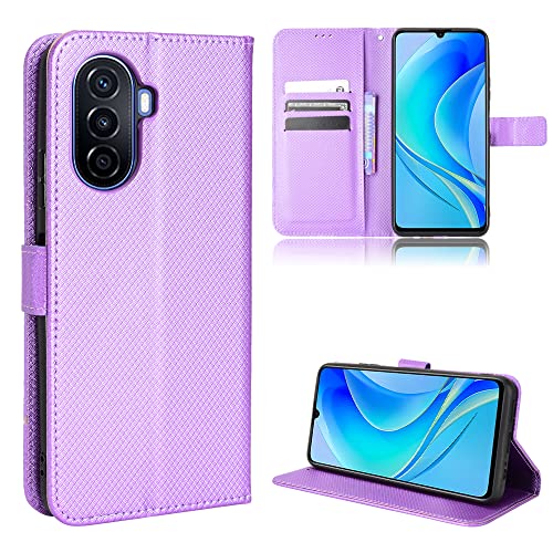 Handyhülle für Huawei nova Y70/Y70 Plus Hülle, Schutzhülle Handy Lederhülle PU Leder Hülle mit [Kartenfach] [Magnetverschluss] Cover Kompatibel für Huawei nova Y70/Y70 Plus Ledertasche, Violett von TIANYUE
