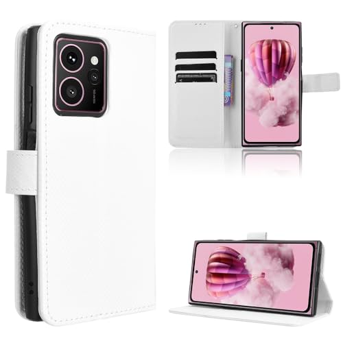 TIANYUE Handyhülle für HMD Skyline Hülle, Schutzhülle Handy Lederhülle PU Leder Hülle mit [Kartenfach] [Magnetverschluss] Cover Kompatibel für HMD Skyline, Wei? von TIANYUE