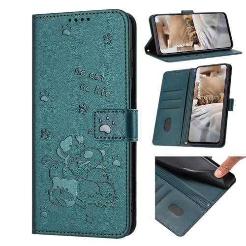 TIANYUE Handyhülle für Infinix Note 50x 5G, geprägtem Kätzchenmuster Hülle mit Brieftaschen Kartenhalter, magnetische PU Leder Handyhülle, Flip Wallet Hülle für Infinix Note 50x 5G-Dunkelgrün TIANYUE Handyhülle für Infinix Note 50x 5G, geprägtem Kätzchenmuster Hülle mit Brieftaschen Kartenhalter, magnetische PU Leder Handyhülle, Flip Wallet Hülle für Infinix Note 50x 5G-Dunkelgrün von TIANYUE