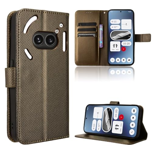 TIANYUE Handyhülle für Nothing Phone (2a) Hülle, Schutzhülle Handy Lederhülle PU Leder Hülle mit [Kartenfach] [Magnetverschluss] Cover Kompatibel für Nothing Phone (2a), Braun von TIANYUE