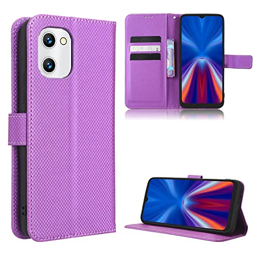 TIANYUE Handyhülle für Umidigi C1 Hülle, Schutzhülle Handy Lederhülle PU Leder Hülle mit [Kartenfach] [Magnetverschluss] Cover Kompatibel für Umidigi C1, Violett von TIANYUE