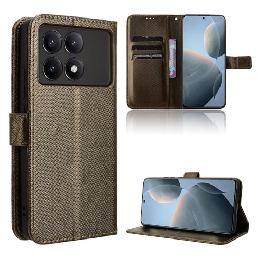 TIANYUE Handyhülle für Xiaomi Poco X6 Pro Hülle, Schutzhülle Handy Lederhülle PU Leder Hülle mit [Kartenfach] [Magnetverschluss] Cover Kompatibel für Xiaomi Poco X6 Pro, Braun von TIANYUE