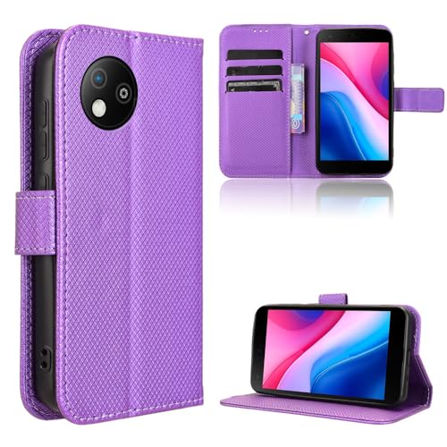 TIANYUE Handyhülle für ZTE Blade A35 Lite Hülle, Schutzhülle Handy Lederhülle PU Leder Hülle mit [Kartenfach] [Magnetverschluss] Cover Kompatibel für ZTE Blade A35 Lite, Violett von TIANYUE