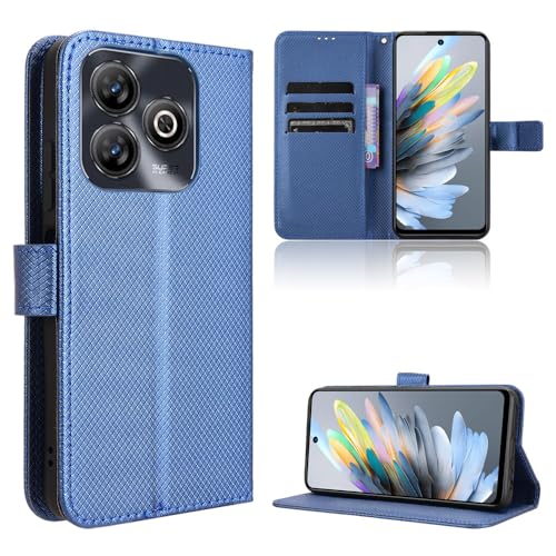 TIANYUE Handyhülle für ZTE Blade A75 4G Hülle, Schutzhülle Handy Lederhülle PU Leder Hülle mit [Kartenfach] [Magnetverschluss] Cover Kompatibel für ZTE Blade A75 4G, Blau von TIANYUE