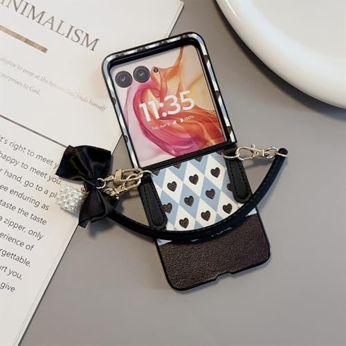 TIANYUE Hülle für Motorola Razr 60 Ultra,Ultradünne PU Leder Flip Hülle mit Schleifenanhänger & Silikon Trageband,Schutzhülle für Motorola Razr 60 Ultra-Schwarz TIANYUE Hülle für Motorola Razr 60 Ultra,Ultradünne PU Leder Flip Hülle mit Schleifenanhänger & Silikon Trageband,Schutzhülle für Motorola Razr 60 Ultra-Schwarz von TIANYUE
