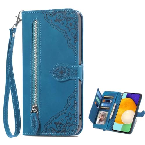 TIANYUE Hülle für vivo Y39 5G, Geprägtes Muster Reißverschluss Handyhülle mit 7 Kartenfächer Standfunktion Geldbörse Trageband Schutzhülle Flip Wallet Case für vivo Y39 5G-Blau TIANYUE Hülle für vivo Y39 5G, Geprägtes Muster Reißverschluss Handyhülle mit 7 Kartenfächer Standfunktion Geldbörse Trageband Schutzhülle Flip Wallet Case für vivo Y39 5G-Blau von TIANYUE