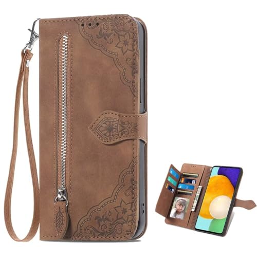 TIANYUE Hülle für vivo Y39 5G, Geprägtes Muster Reißverschluss Handyhülle mit 7 Kartenfächer Standfunktion Geldbörse Trageband Schutzhülle Flip Wallet Case für vivo Y39 5G-Braun TIANYUE Hülle für vivo Y39 5G, Geprägtes Muster Reißverschluss Handyhülle mit 7 Kartenfächer Standfunktion Geldbörse Trageband Schutzhülle Flip Wallet Case für vivo Y39 5G-Braun von TIANYUE