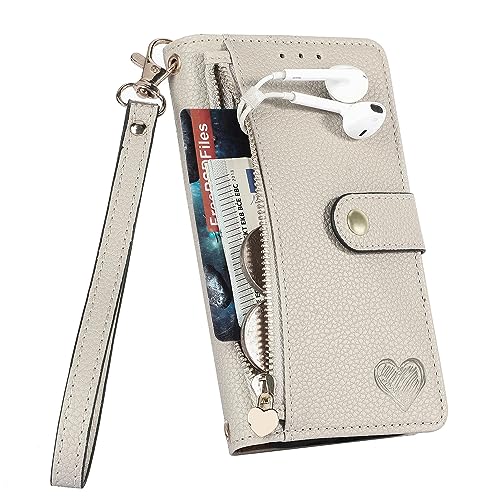 TIANYUE Schutzhülle für vivo Y39 5G, Brieftaschen Hülle mit Reißverschluss, Hülle mit [RFID-Blockierung][Kartenhaltern][stoßfestem TPU], Hülle für vivo Y39 5G-Grau von TIANYUE