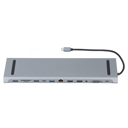 Ticfox 12-in-1 USB-Dockingstation, USB-Hub-Hub-Kabel mit 5 USB-Anschluss, HDMI, VGA, SD, 3,5 Mm Port, 100W PD, für Office Notebook Ticfox 12-in-1 USB-Dockingstation, USB-Hub-Hub-Kabel mit 5 USB-Anschluss, HDMI, VGA, SD, 3,5 Mm Port, 100W PD, für Office Notebook von TICFOX