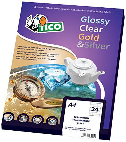TICO GL4 – 3636 – Etiketten, 100 Blatt Karton, A4, 36 x 36 mm, Gold Satiniert von TICO