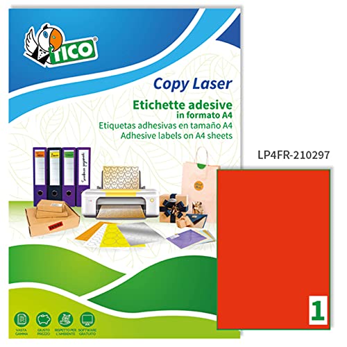 TICO lp4fr-210297 Etiketten, ohne Rand 70 FF, 210 x 297, rot von TICO