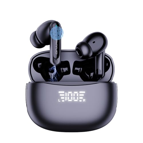TICONN Bluetooth-Kopfhörer, LED-Anzeige, 4 ENC Noise Cancelling Mikrofon Earbuds, 48H Spielzeit, IP7 Wasserdicht, Touchscreen Bluetooth Ohrhörer für Yoga/Reisen/Arbeit von TICONN