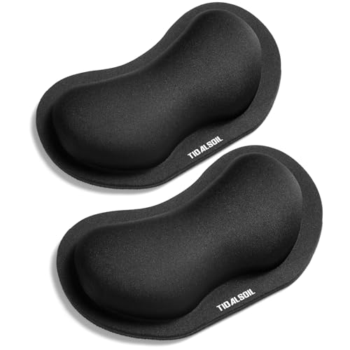 TIDALSOIL Mouse Wrist Rest, 2 Pack Mouse Wrist Rest Support Cushion mit Anti-Rutsch-Gummi-Basis, Ergonomic Pain Relief Mouse Hand Rest (Black) von TIDALSOIL