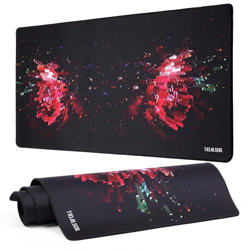 TIDALSOIL Gaming Mauspad XXL Extra Groß 900x400 mm - rutschfeste Schreibtischunterlage mit Gummibasis, Roter Pixel - Desk Mat für Gamer & Büro - Langlebiges Mousepad mit Rand Spielen TIDALSOIL Gaming Mauspad XXL Extra Groß 900x400 mm - rutschfeste Schreibtischunterlage mit Gummibasis, Roter Pixel - Desk Mat für Gamer & Büro - Langlebiges Mousepad mit Rand Spielen von TIDALSOIL