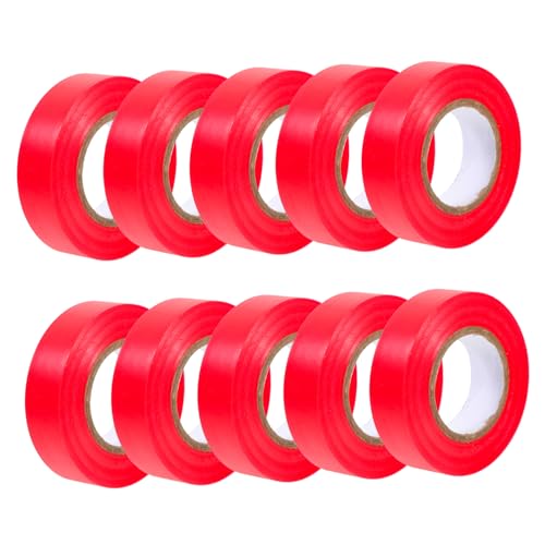 TIDTALEO 10 Stück Isolierende wasserdichte Klebeband maßkrug messband Elektrisches Installationsband maßband farbig Isolierband rot Vinyl Hochtemperatur-Elektroband elektrische Bänder PVC von TIDTALEO