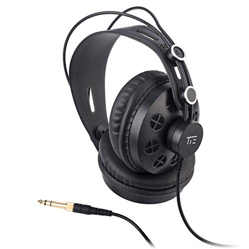 TIE Studio Kopfhörer halboffen ohrumschließend für Rundfunk-, Tonstudio-, Podcast- und Multimedia-Anwendungen (3m, 3,5mm Klinkenstecker, 6,3 mm Schraubadapter), Schwarz von Tie Studio