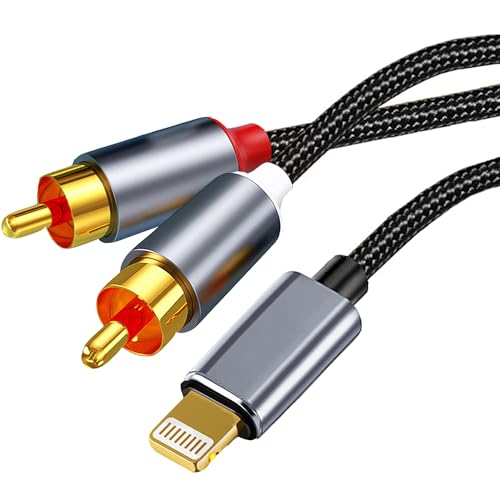 Cinch-Kabel kompatibel mit iPhone, iOS auf RCA AUX-Audiokabel, Hi-Fi-Sound-Cinch-Stereo-Anschluss für Auto, Verstärker, Heimkino, Lautsprecher, 1,2 m von TIEDXIOY