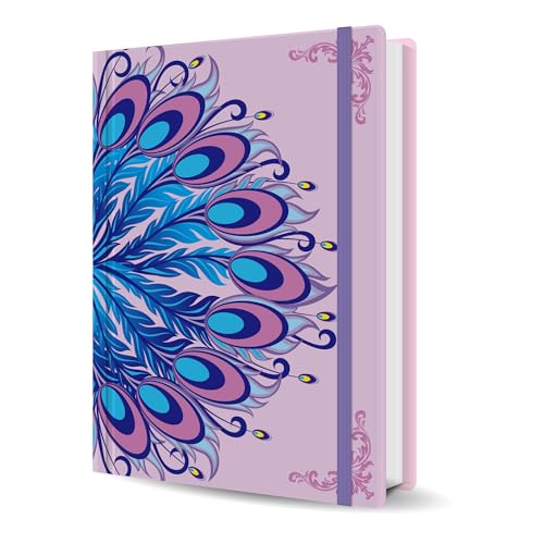 A5 Notizbuch - liniertes Hardcover-Journal für Frauen - 100g/m² dickes Papier - 224 nummerierte Seiten - Gänsefeder geprägtes Tagebuch - Tägliches Schreibjournal von TIEFOSSI